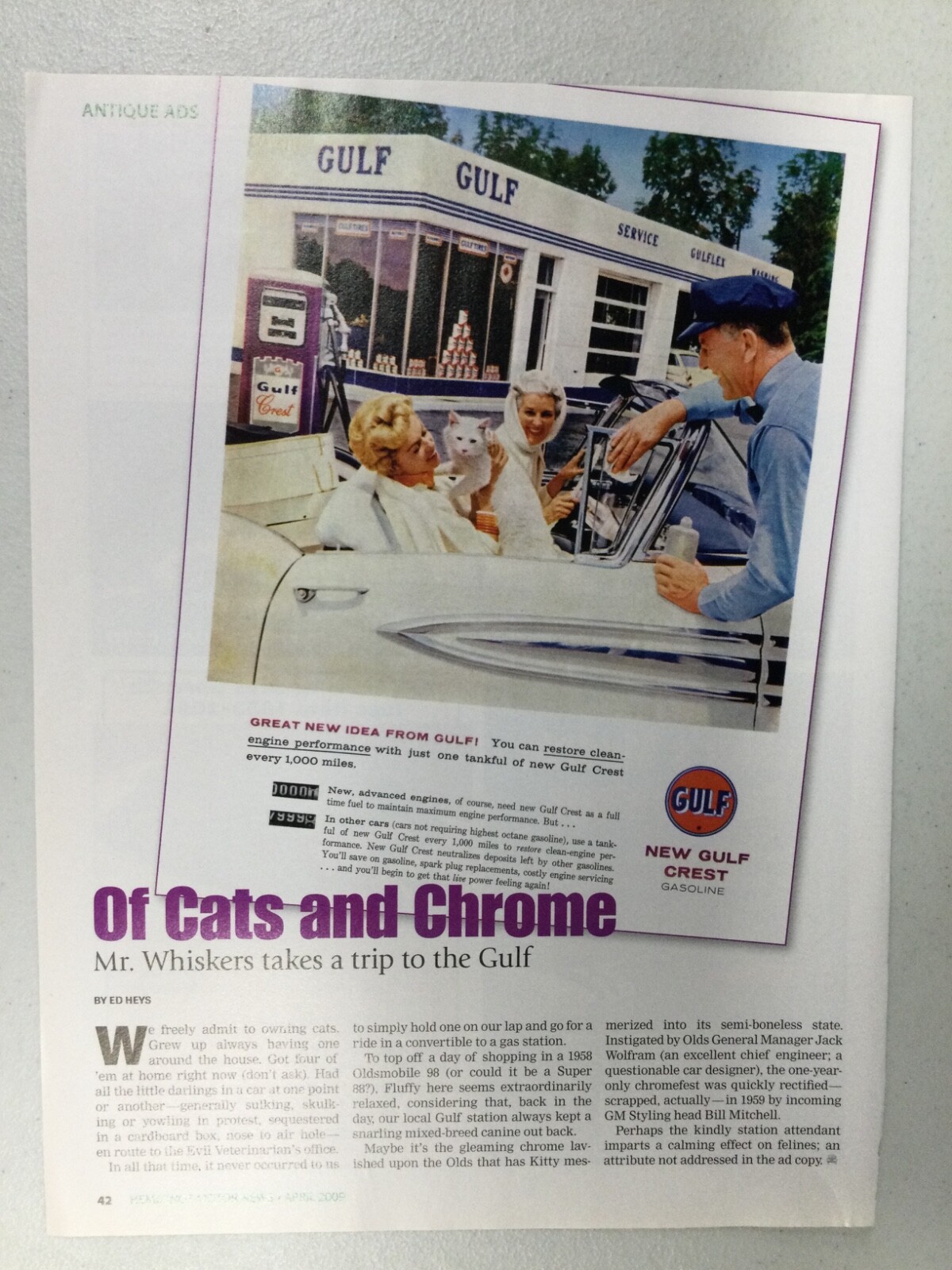 HMN 486 Antique Advertisement Gulf Gasoline Of Cats and Chrome April ...