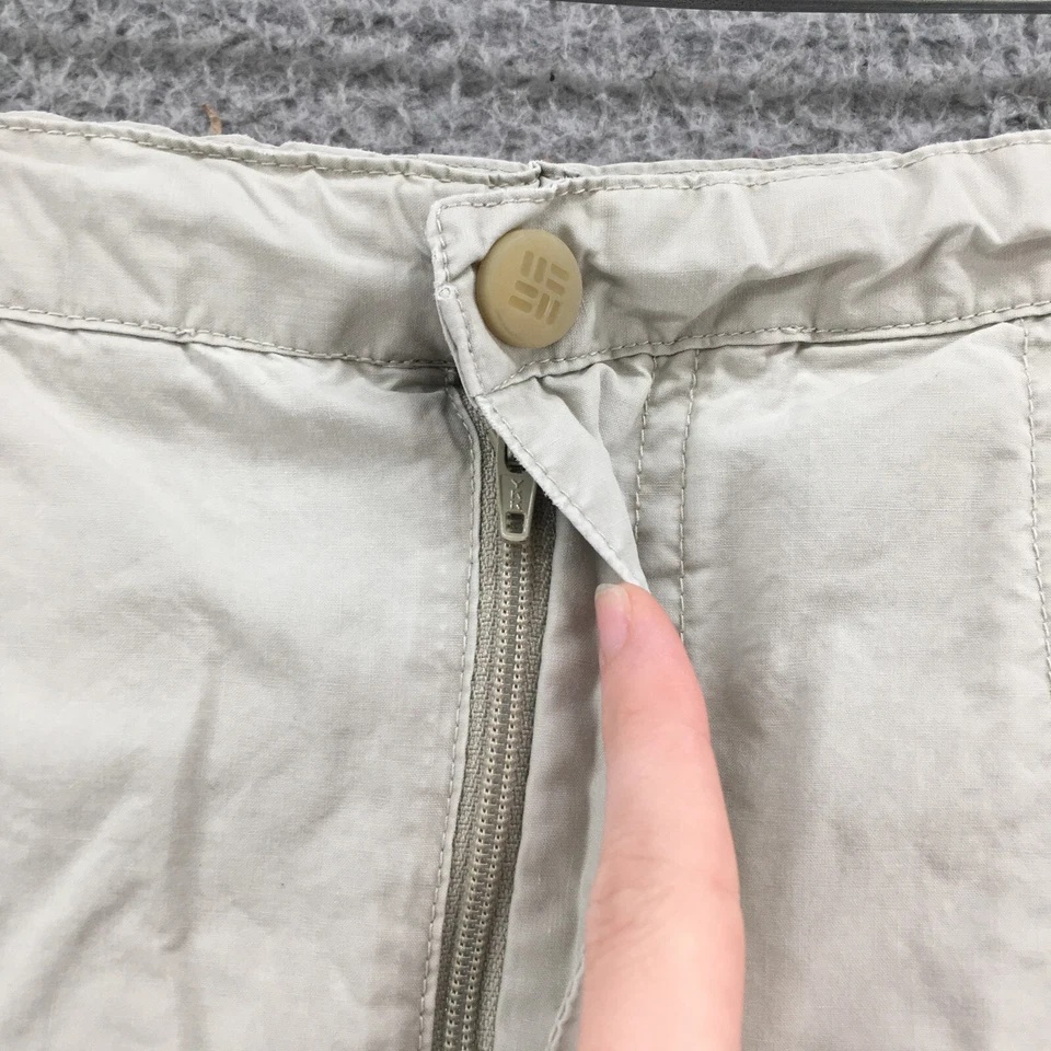 Pantalón Corto Columbia Línea A Para Mujer Grande Beige Algodón Frente Plano Cremallera Mosca Informal Foto 3 de 4