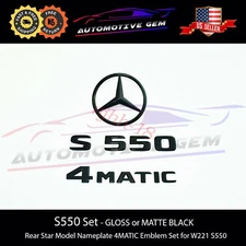 S550 4MATIC Rear Star Emblem Black Badge Hood Ornament W221 Sedan OE