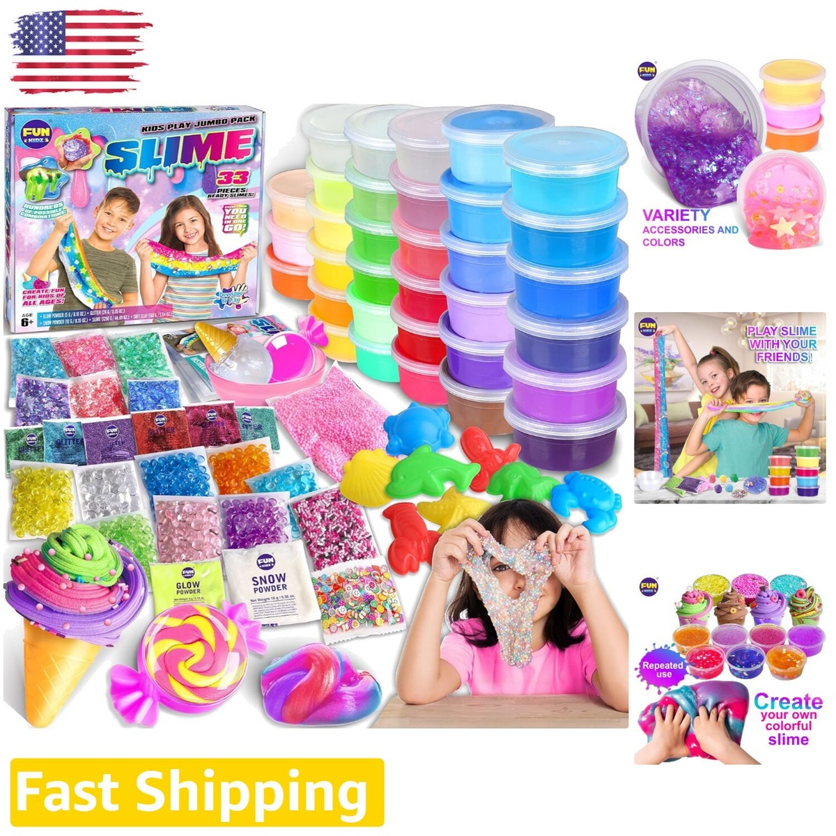 Creative DIY Slime Kit for Kids Soft and Non-Sticky, Big Variety