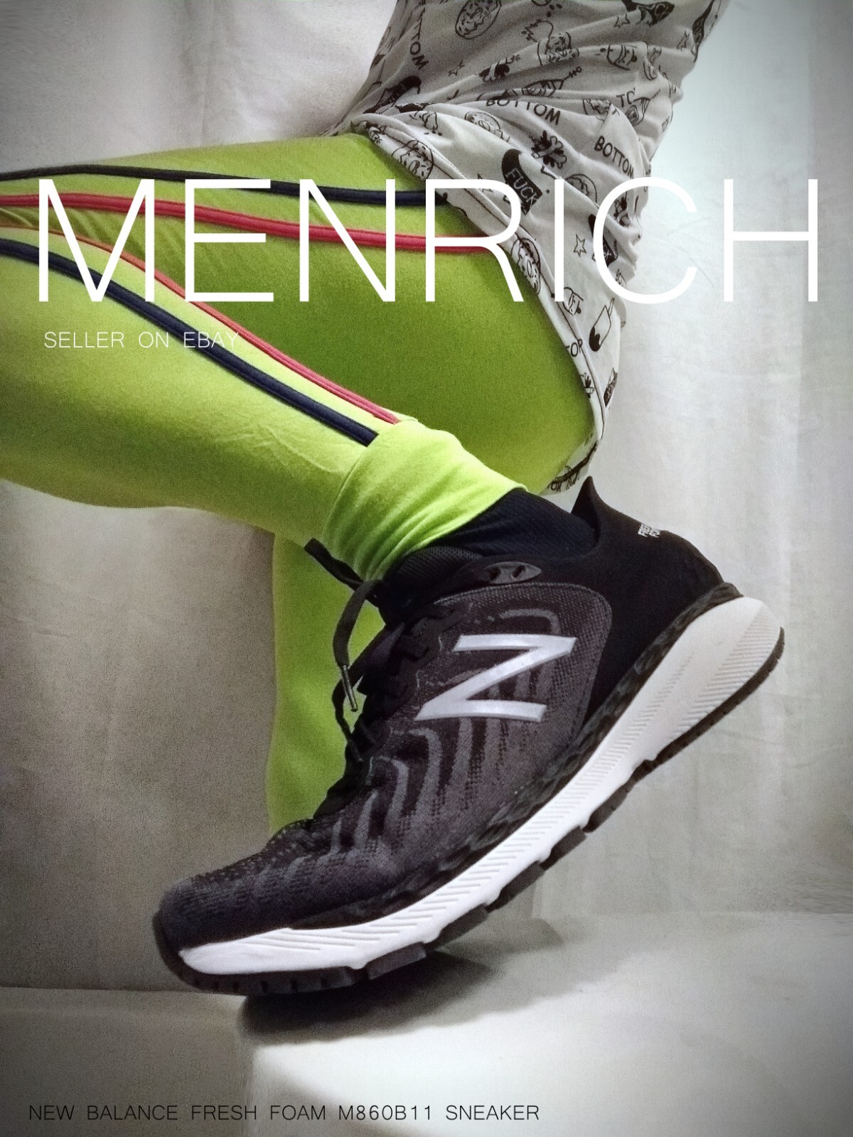 NEW BALANCE FRESH FOAM M860B11 SNEAKER. BLACK. SIZE 9,5 WIDE 4E. NWOB 🌈 GAY N2N