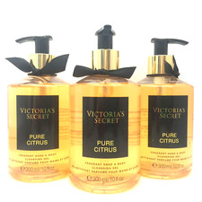 3 Victoria's Secret Pure Citrus Fragrant Hand  Body Cleansing Gel Wash 10 fl.oz