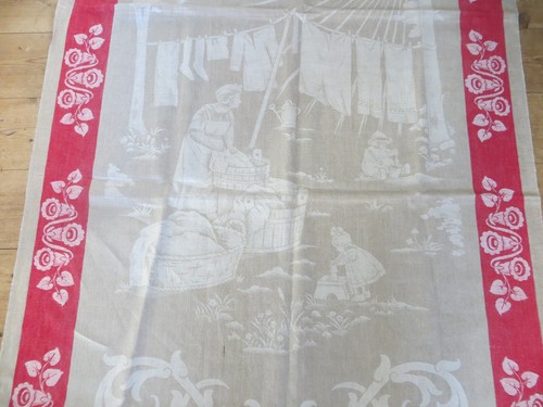 Rollcloth Manglecloth Mangle Cloth Antique Tablecloth German 35 "by118 " RARE - Picture 3 of 15