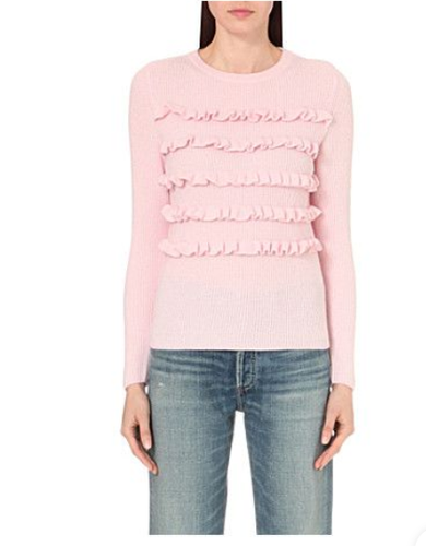 Chinti & Parker Navy Ruffle detail Cashmere Jumper Size X-Small