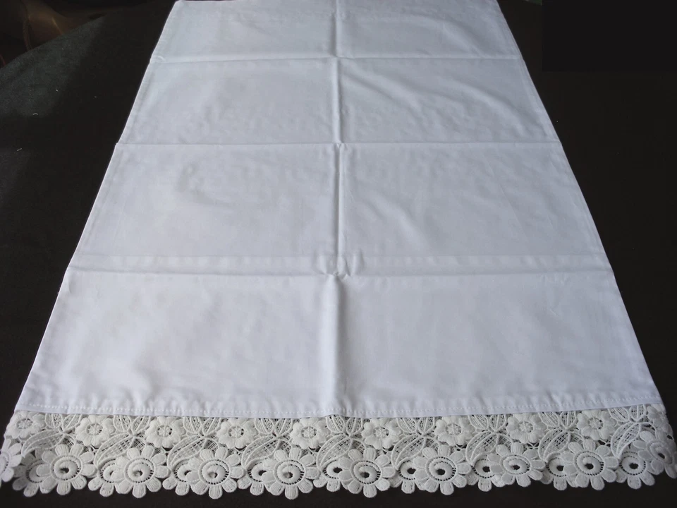 2 枕套全新刺绣花边白色棉 300TC King Queen 标准 S9# — 第 3/4 张图片