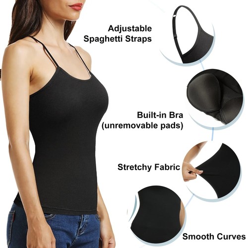 AINIC Women Compression Tummy Control Camisole Built in Shelf Pad Bra Tank Tops - Picture 11 of 20