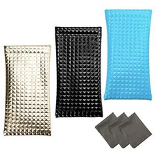 3 PACK Eyeglasses Pouch Squeeze Top Sunglasses Case with 3 Gold Black Blue