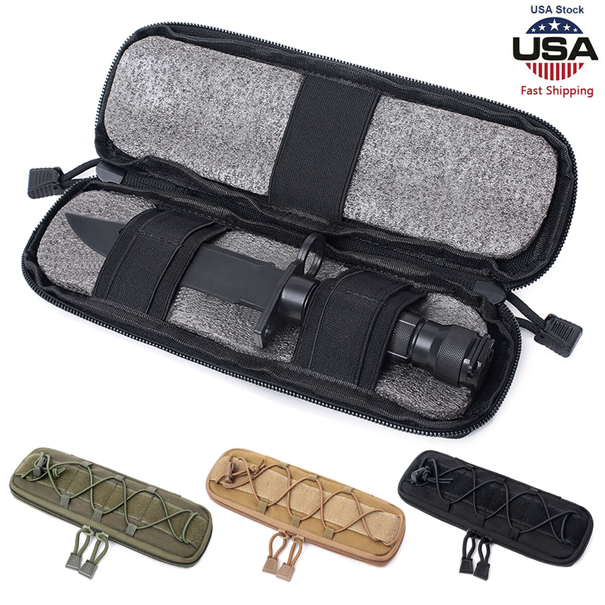 Tactical Knife Sheath Bag Molle Flashlight Holster Pouch Utility Tool Pouches US