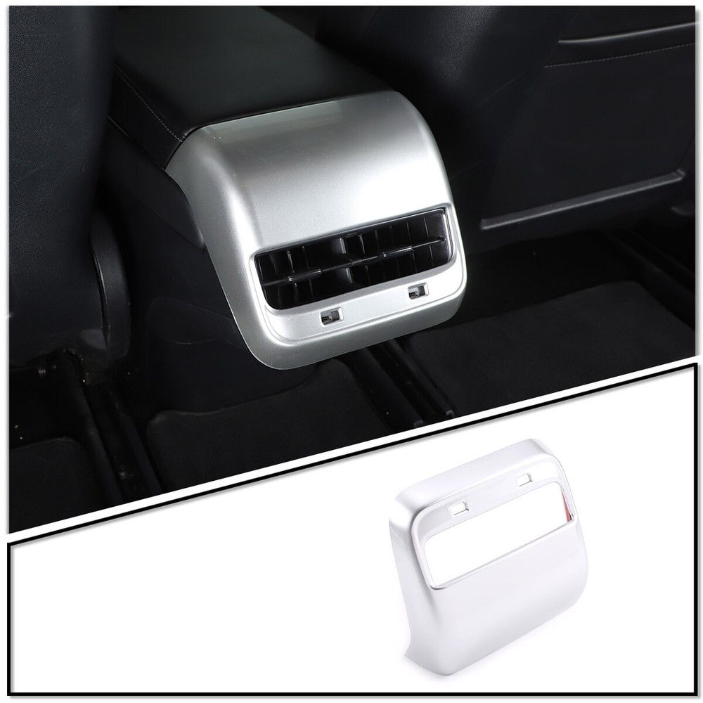 Silver Rear Air Vent Outlet Cover Trim Frame Accessories For 17-21 Tesla model 3