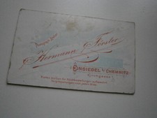Foto / Visitenlarte "Photograph. Atelier Hermann F&ouml;rster, Einsiedel" um 1900