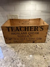 Vintage Teachers Highland Cream Whiskey Box Scotch Wood Shipping Crate Scotland 