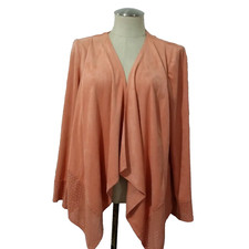 CHICO'S Women's PINK Polyester Blend Open Front CARDIGAN Blazer Sweate 1