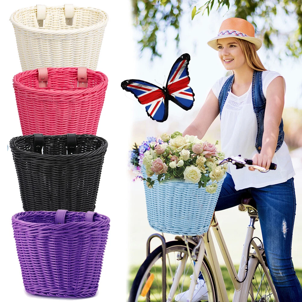 Rattan Bicycle Front Basket Handwoven Kid Adult Bike Handlebar Carrier Bags