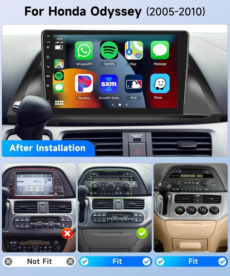 For Honda Odyssey 2005-2010 Carplay Car Stereo Radio Android 14 GPS FM Nav 10in - Image 4 of 4