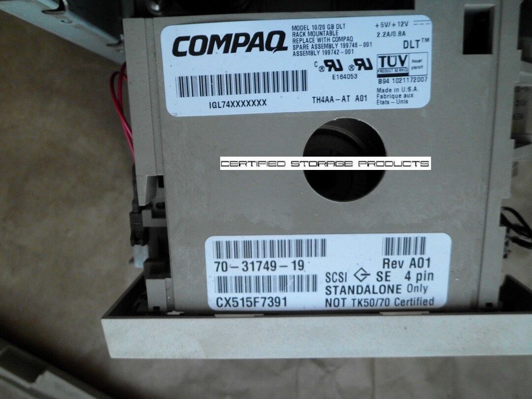 Compaq DLT2000 10/20 GB DLT EXT SE SCSI TAPE DRIVE TH4AA Compaq DLT2000 10/20 GB DLT EXT SE SCSI TAPE DRIVE TH4AA