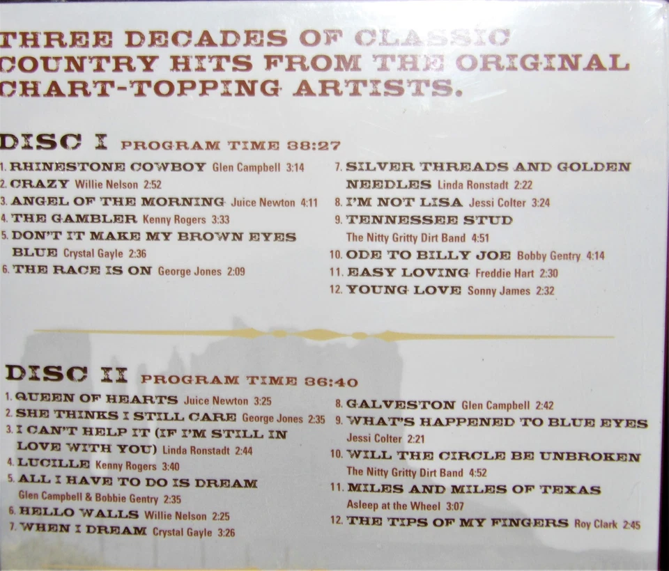 Country Music, NEW!  3 CDS 36 Original Artist Hits, Kenny Rogers, Glen Campbell Foto 4 de 4