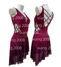 Figure Skating Dress Ice Skating Dress Competition Fashion red dyeing handmade