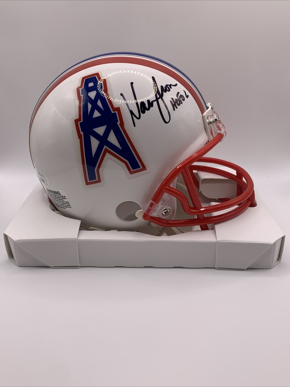 Warren Moon Autographed Signed "HOF 06" MINI HELMET JSA OILERS 