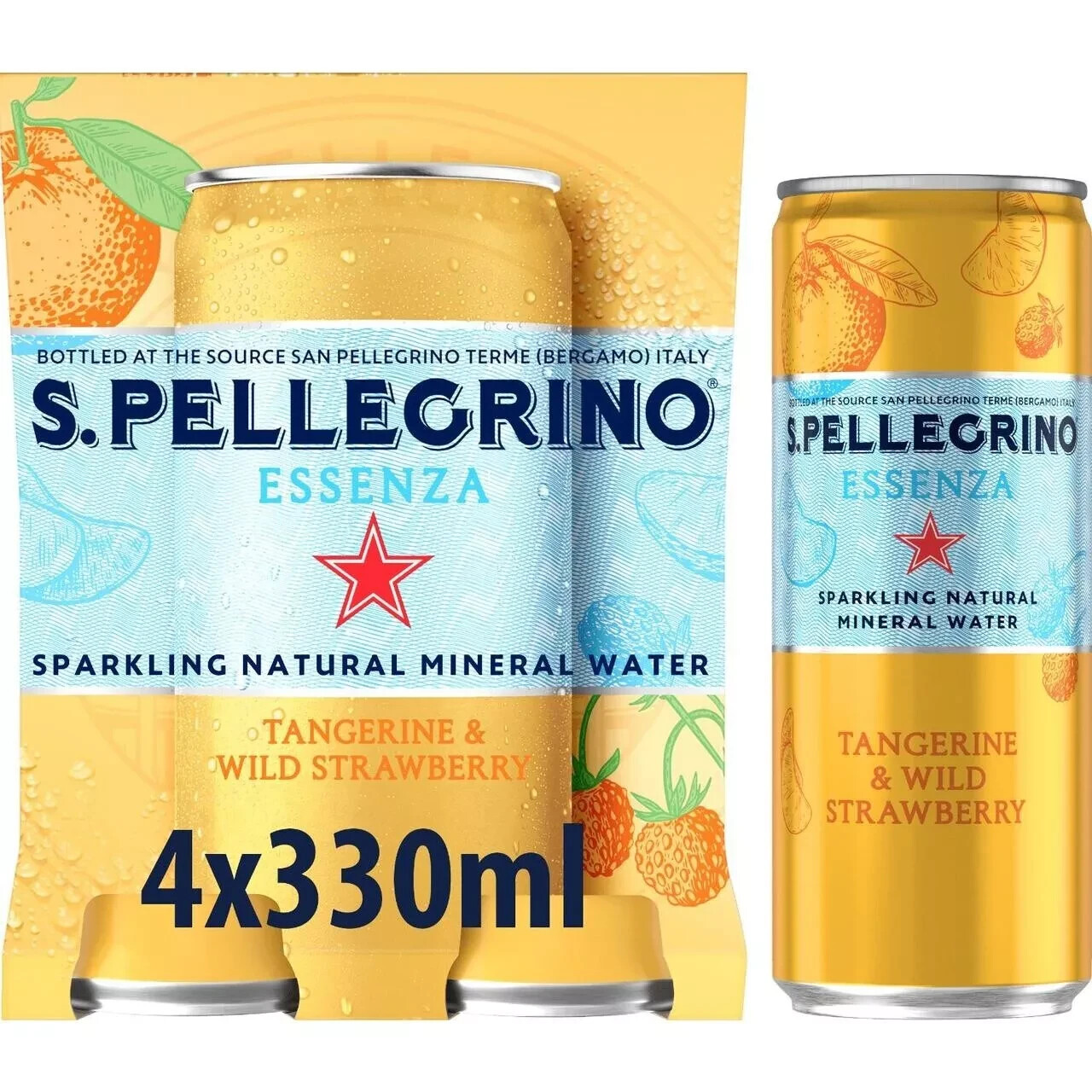 San Pellegrino Essenza Sparkling Tangerine Water Can 4 x 330 ml