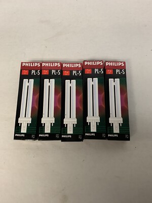 Philips 7w 27 PL-S Bulb (LOT OF 4) 2 PIN (G23) Duo Tube CFL  NIB