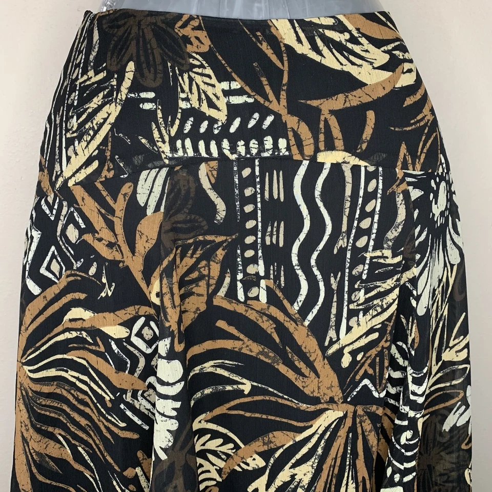 Talla 8 East 5th Negro Marrón Floral Estampado Tribal Línea A Falda Forrada  Foto 3 de 4
