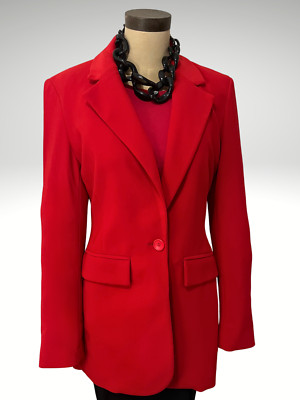 Beautiful Red Boston Proper Beyond Travel Classic Boyfriend Blazer Size 10