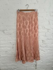 vintage silk maxi skirt - peach jacquard