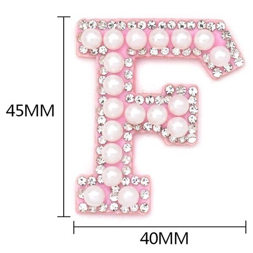 1Pcs Pink Bottom Pearl Letter Patches English Alphabet Rhinestone Patch Applique - Picture 30 of 54