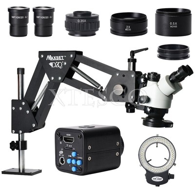 2K Camera 7X-90X Trinocular Stereo Microscope Magnifier Stand for Jewelry Tool