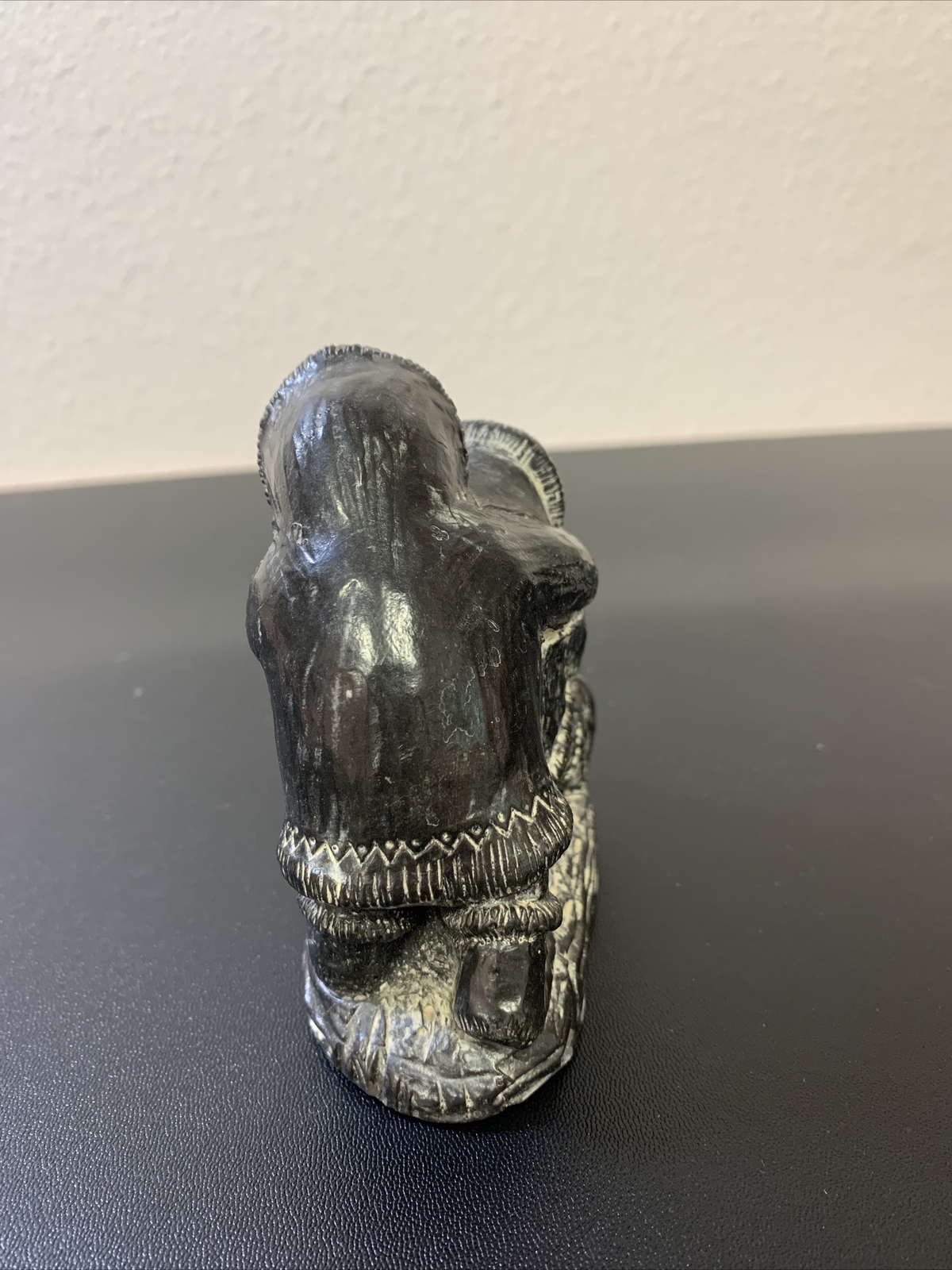 Vintage A Wolf Original Inuit Sculpture Figurine Eskimos Sledding Native 