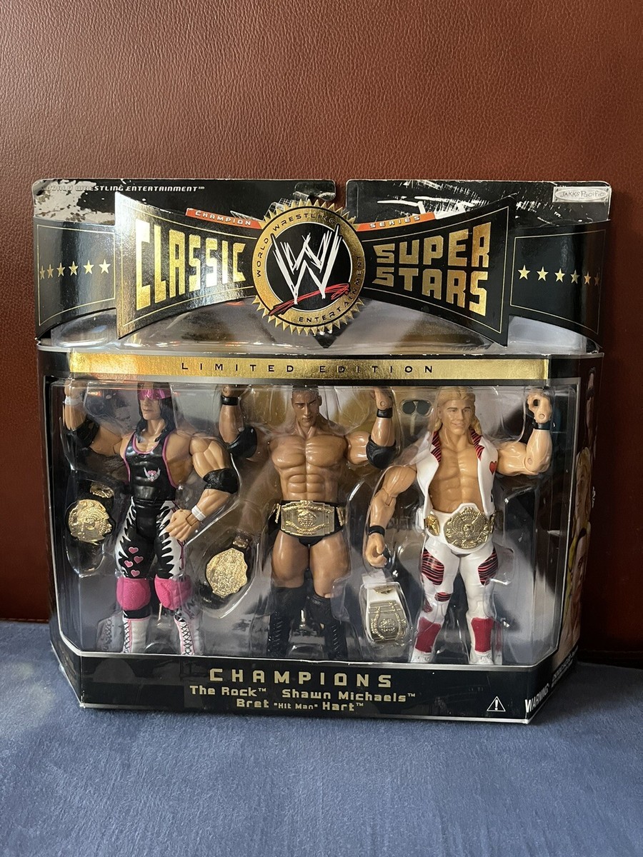 WWF WWE Classic Superstars Jakks 3 pack Champions Rock, Hart WWF WWE Classic Superstars Jakks 3 pack Champions Rock, Hart
