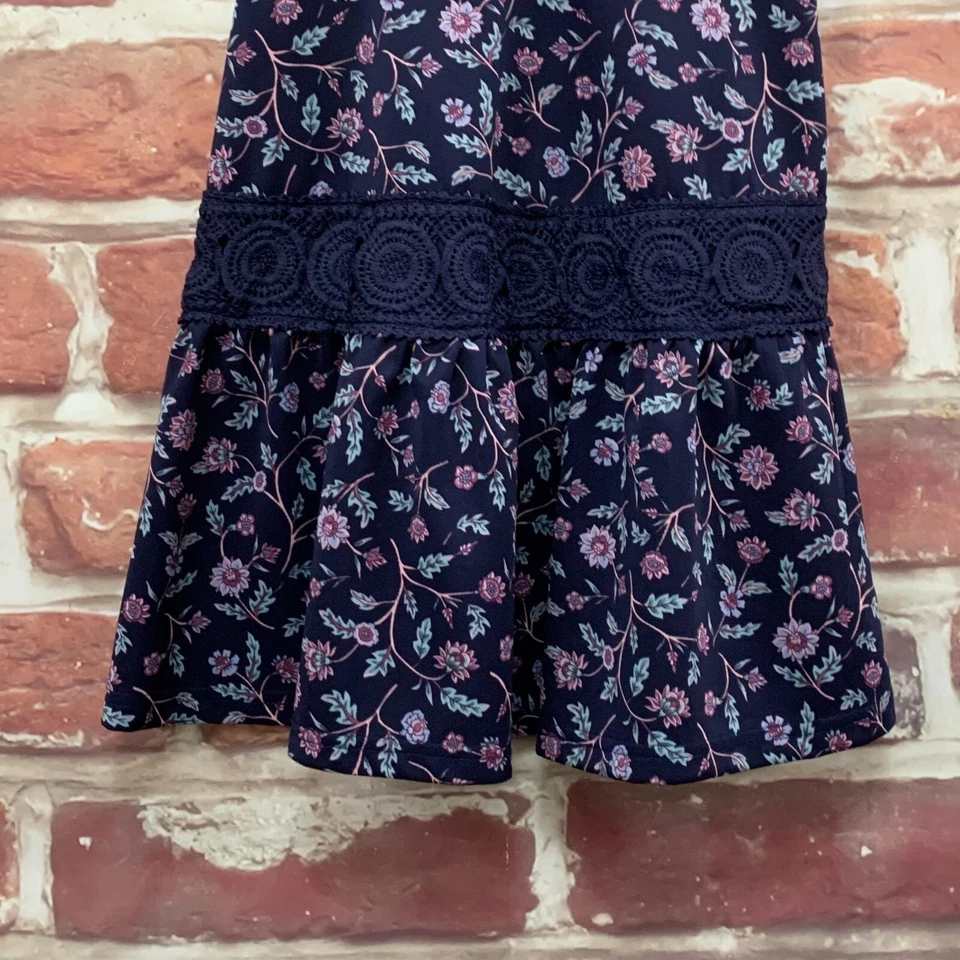 Vestido Francescas Para Mujer XS Azul Marino Rosa Multicolor Boho Bordado Crochet Foto 4 de 4