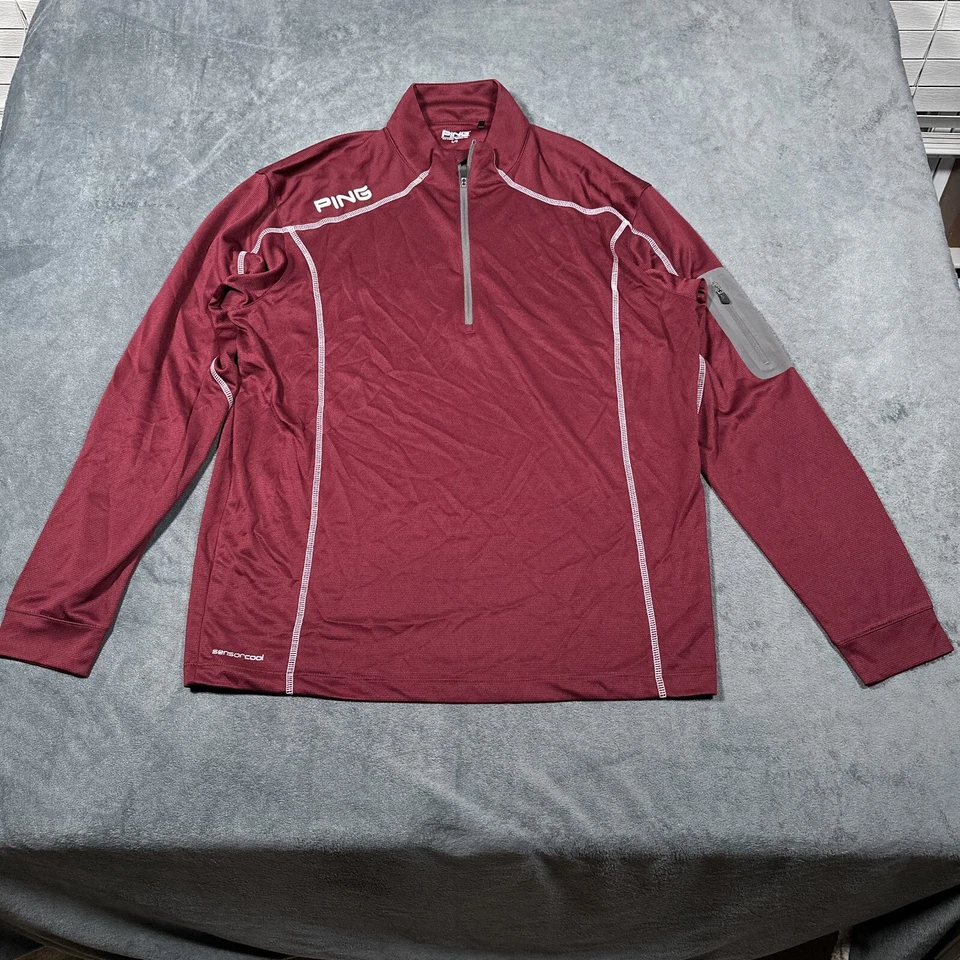 Pullover PING Ranger Para Hombres Grande 1/2 Cremallera Rojo Sangre de Buey Rendimiento Windshirt Chaqueta Foto 2 de 4