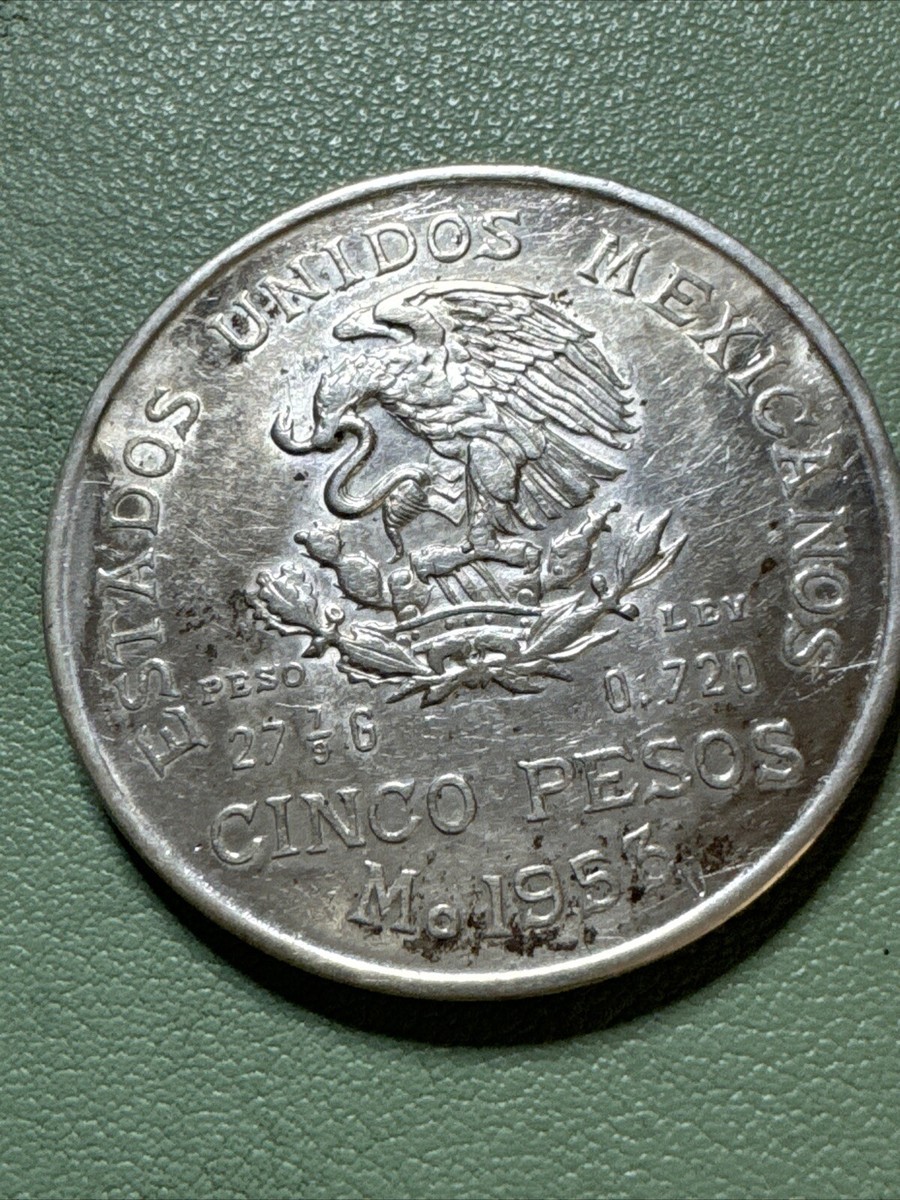 N2069【メキシコ】1953年5ペソ　銀貨 Buy 1953 Mexico Silver 5 (Cinco) Pesos Hidalgo BU | APMEX