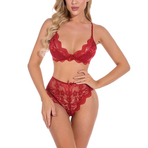 Women's Lace Sexy Lingerie Bra and Panty Set Strappy Babydoll Bodysuit US FAST - Picture 12 of 32