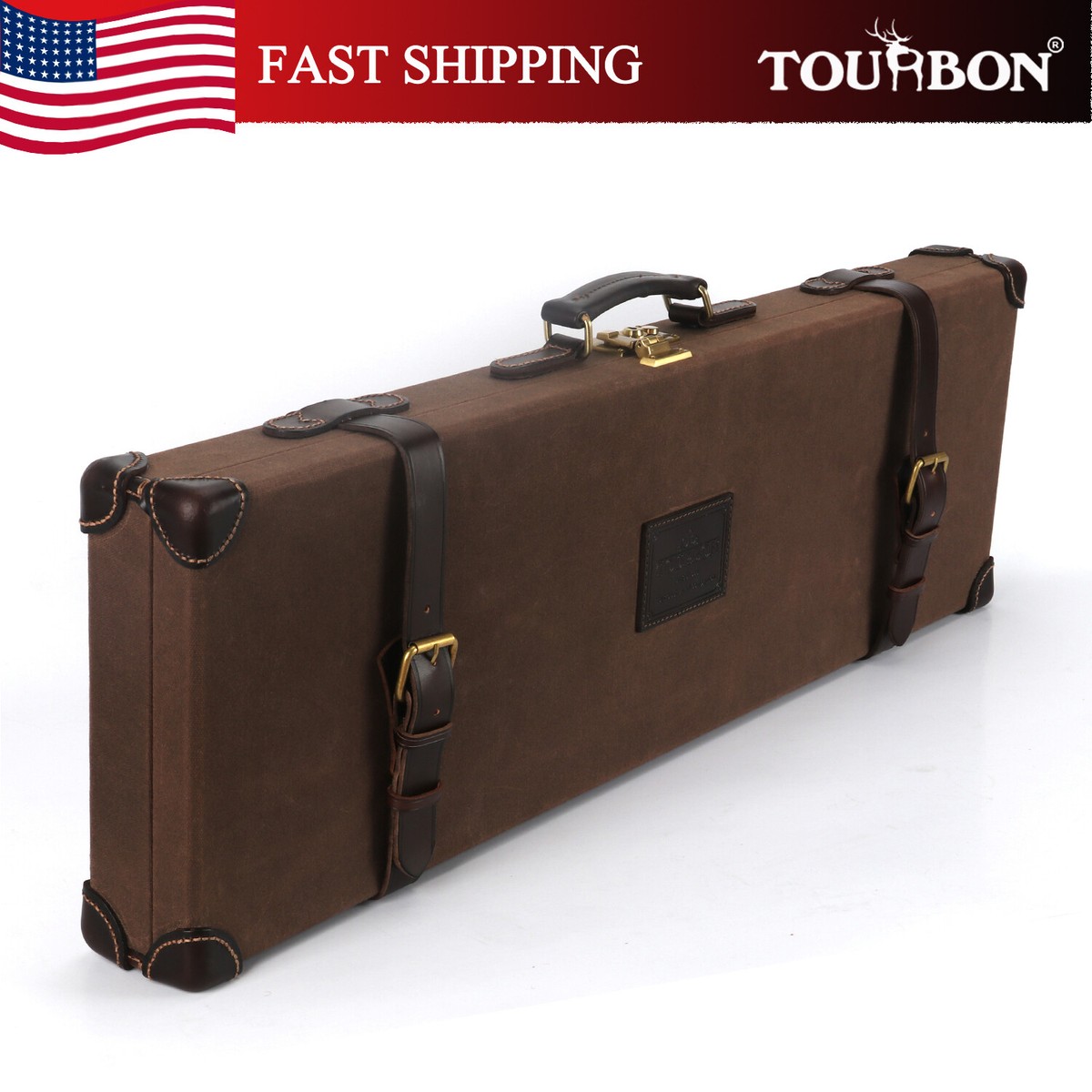 TOURBON Vintage Canvas Leather Gun Case Hunting Shotgun Storage