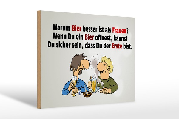 Holzschild Spruch 30X20Cm Warum Bier Besser Ist Als Frauen Schild Wooden Sign-image