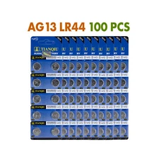 100 PCS - AG13 LR44 SR44 A76 357 157 L1154 1.5V Alkaline Button Cell Battery 