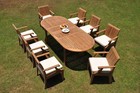 DSLG A-Grade Teak 9pc Dining Set 94" Oval Table 8 Arm Chair Outdoor Patio