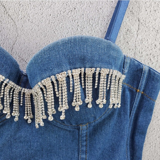 Cowboy Corset Bustier Crop Top Lace Bralette Cami Tank Tassels Rhinestone Bra | eBay