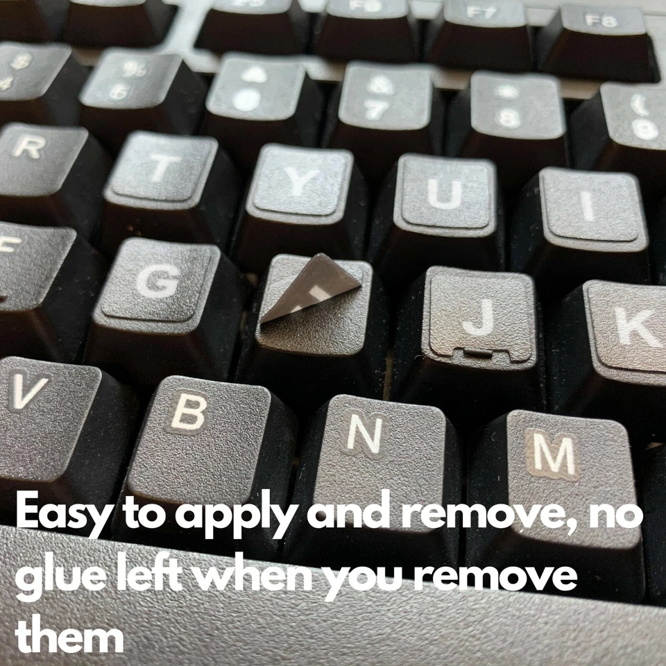 2PCS Universal English Keyboard White Letter on Black Sticker  Computer Laptop - Image 3 of 4