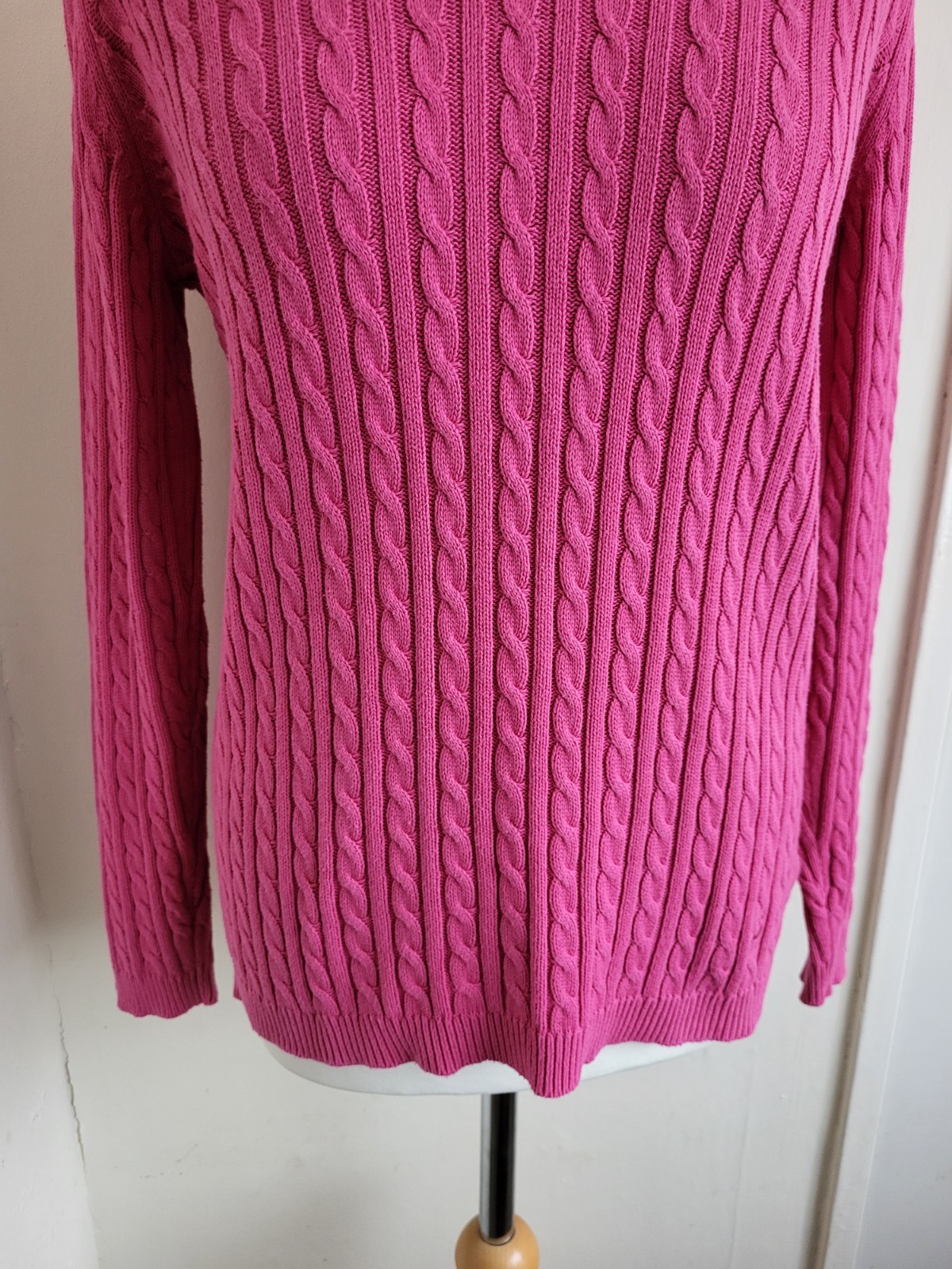 Tulchan Cable Knit Jumper Ladies Size M Pink 100percent Cotton Long Sleeves Casual image 8