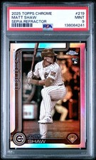 2025 TOPPS CHROME SEPIA REFRACTOR #219 MATT SHAW ROOKIE RC PSA 9