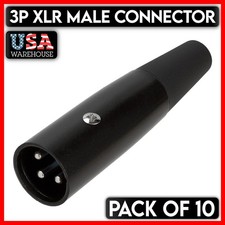 XLR Male Connector 3 PIN Microphone Plug MIC Speaker Audio Adapter Black 10PCS