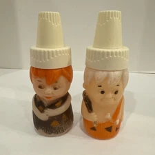 Vintage 1977 Evenflo Pebbles AND Bam Bam  Baby Bottles Made In USA With Caps