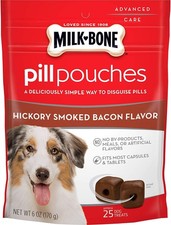 Milk Bone Pill Pouches Hickory Smoked Bacon Flavor Dog Treats, 6 oz.