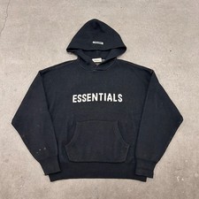 Fear of God Essentials Knit Hoodie Mens Large Black Cotton Kangaroo Pockets