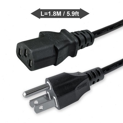 3 Prong Replacement AC Power Cord Cable US Plug for PC Desktop Dell XBox Cisco
