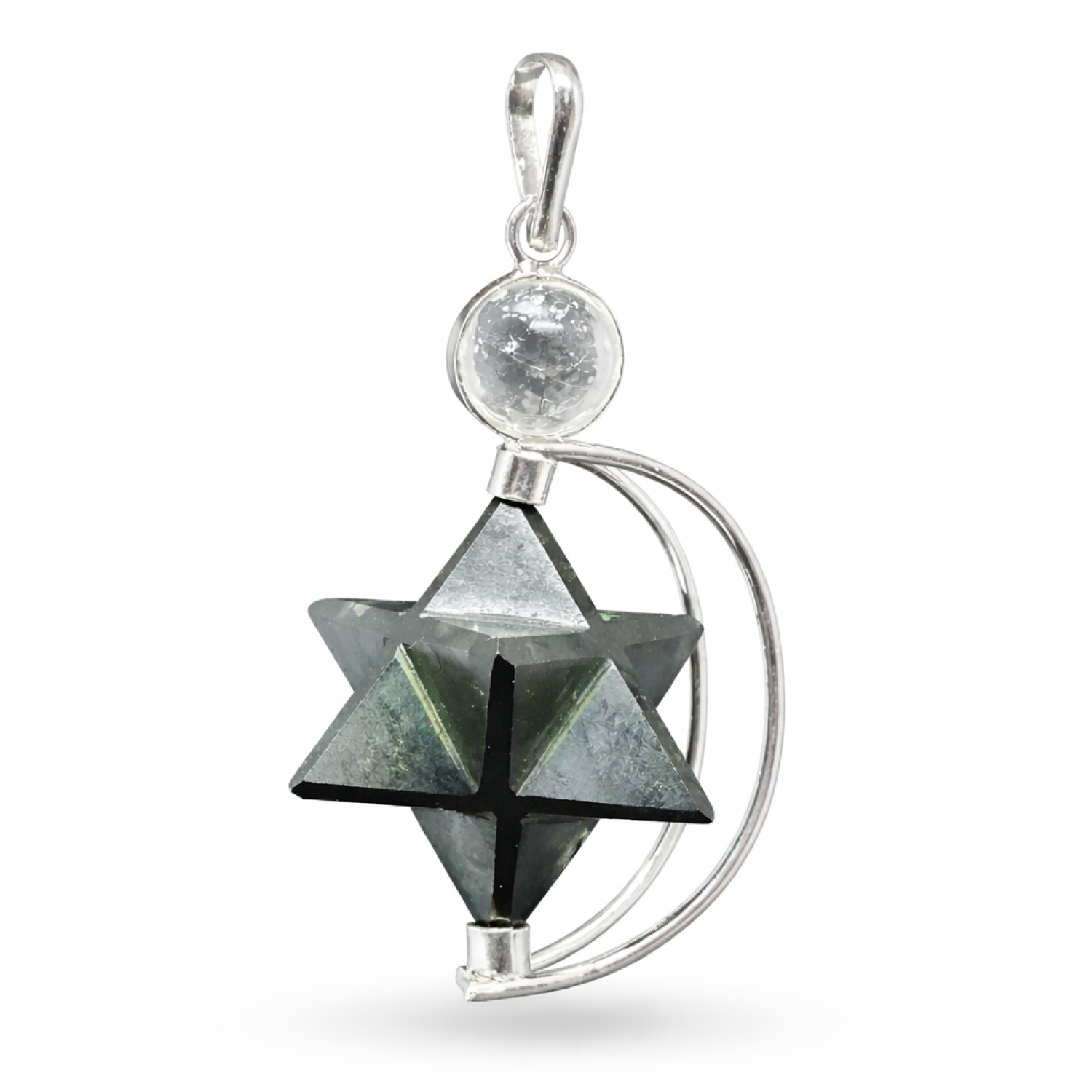 Black Tourmaline Crystal Merkaba Pendulum (Removable) Dowser Geometric Healer