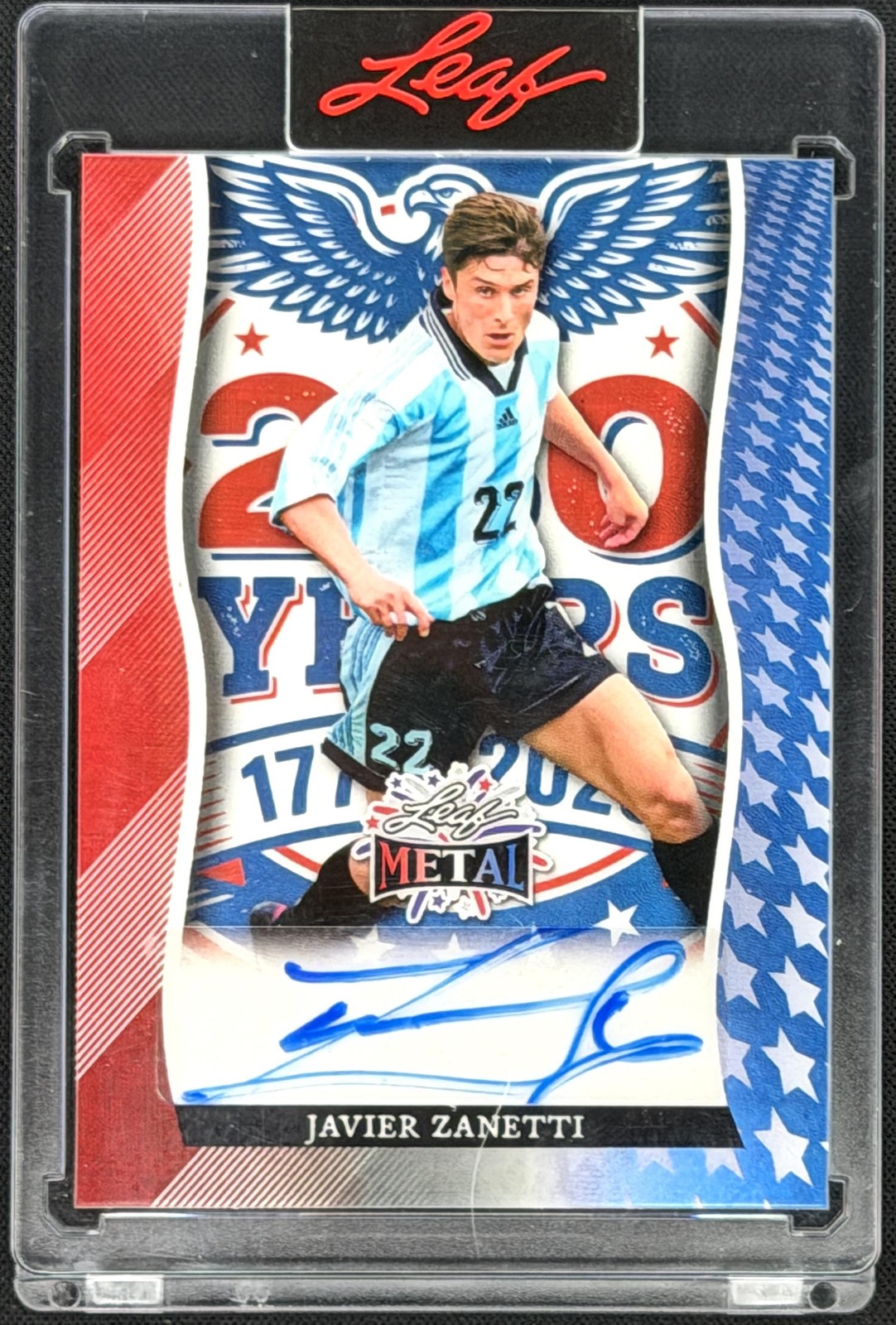 Javier Zanetti 2026 Leaf Metal Auto 1/1 Red White Blue #BA-JZ